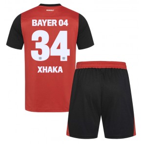 Bayer Leverkusen Granit Xhaka #34 Hemmakläder Barn 2024-25 Kortärmad (+ Korta byxor)